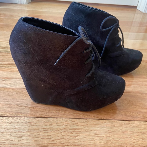 Suede Platform Lace Up Booties - Picture 1 of 2